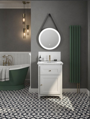 Ice White - Self Adhesive - Toughened Glass Bathroom Splashback 250mm x 500mm x 4mm