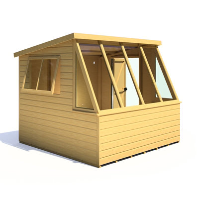 Iceni 8 x 8 Feet Potting Shed Pre Hung Doors with Opening Glass Side Window Style B