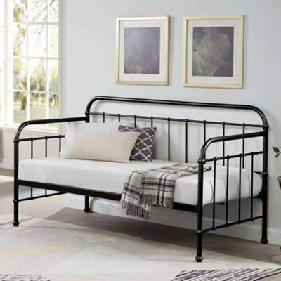 Ickleford Industrial Living Room Bedroom Black Metal Day Bed Frame