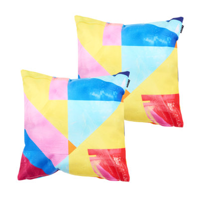 icon Abstract Leaf Cushion 2x Blue Double Sided Print 43x43cm