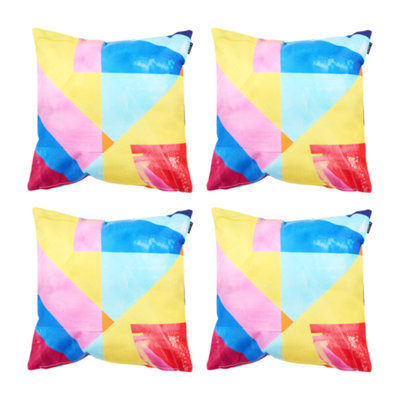 icon Abstract Leaf Cushion 4x Blue Double Sided Print 43x43cm