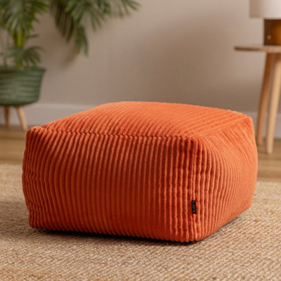 icon Amara Zitzak Hocker, Grijs, Corduroy Stof, Voetenbank met Vulling Inbegrepen, Bean Bag, Poef, Puff, Slaapkamer, Woonkamer, Woonkamermeubilair