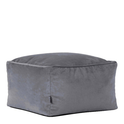 icon Amara Velvet Bean Bag Pouffe Charcoal Grey