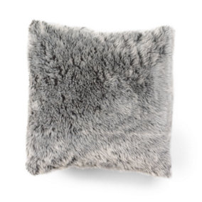 icon Arctic Wolf Grey Faux Fur Cushion