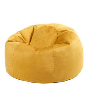 icon Aurora Classic Velvet Bean Bag Chair Ochre Yellow Bean Bags