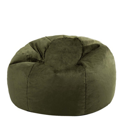 icon Aurora Classic Velvet Bean Bag Chair Olive Green Bean Bags