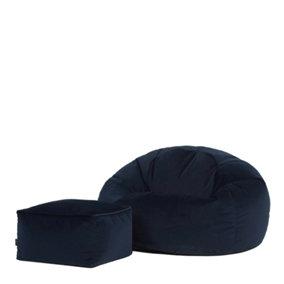 icon Aurora Classic Velvet Bean Bag Chair & Pouffe Midnight Blue Bean Bag Chair