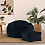 icon Aurora Classic Velvet Bean Bag Chair & Pouffe Midnight Blue Bean Bag Chair
