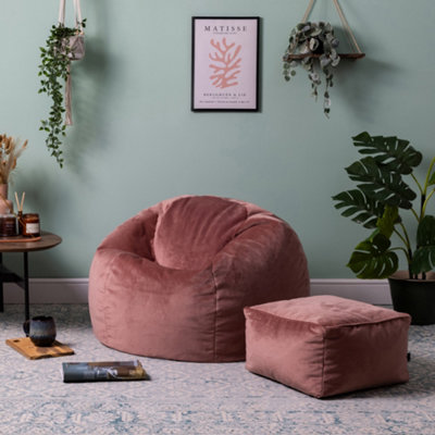 Pink velvet best sale bean bag chair