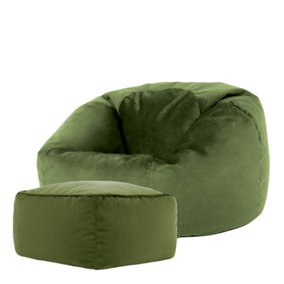 icon Aurora Classic Velvet Bean Bag Chair & Pouffe Sage Green Bean Bag Chair