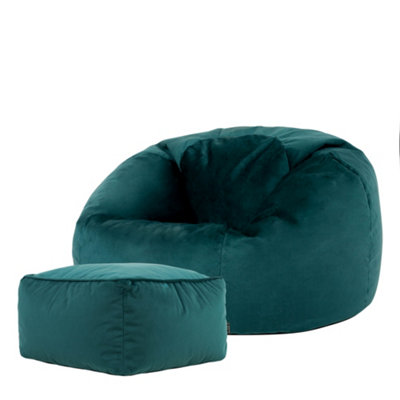 icon Aurora Classic Velvet Bean Bag Chair Pouffe Teal Green Bean Bag Chair