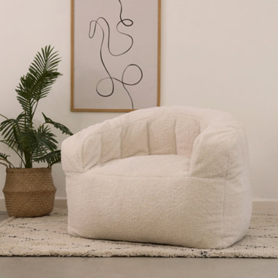 icon Cabana Borg Fleece Bean Bag Armchair Off white Bean Bag Chair
