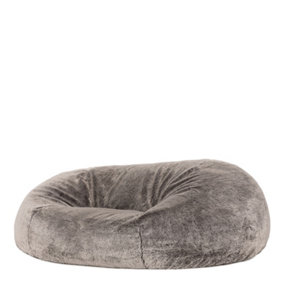 icon Cloud Giant Faux Fur Bean Bag Arctic Wolf Grey 2-Seater Bean Bags