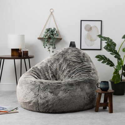 icon Cocoon Faux Fur Bean Bag Arctic Wolf Grey Bean Bag Chairs