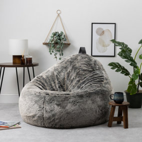 icon Cocoon Faux Fur Bean Bag Arctic Wolf Grey Bean Bag Chairs