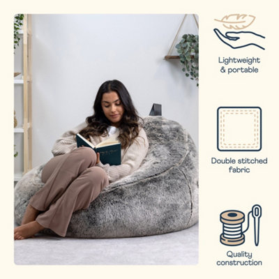 Grey fuzzy discount bean bag chair