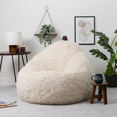 icon Cocoon Faux Fur Bean Bag Natural Bean Bag Chairs