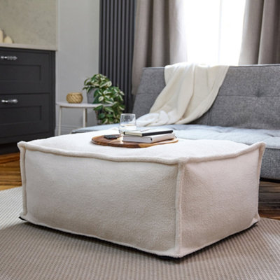 icon Como Boucle Rectangle Pouffe Natural Large Ottoman