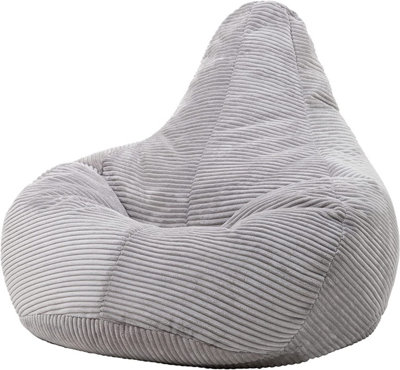 icon Dalton Corduroy Bean Bag Chair Grey Recliner Bean Bags