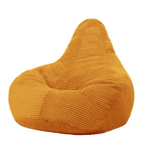 icon Dalton Corduroy Bean Bag Chair Ochre Yellow Recliner Bean Bags
