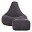 icon Dalton Corduroy Bean Bag Chair & Pouffe Charcoal Grey Recliner Bean Bags