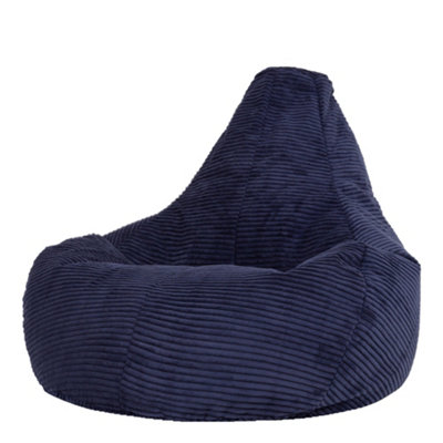 icon Dalton Corduroy Bean Bag Chair & Pouffe Navy Blue Recliner Bean Bags