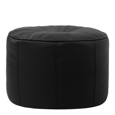 Black leather deals pouffe footstool