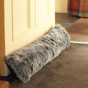 icon Decorative Faux Fur Draught Excluder Arctic Wolf Grey Set of  2