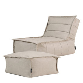 icon Dolce Indoor Outdoor Bean Bag Lounger and Footstool Beige Patio Chairs