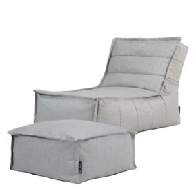 icon Dolce Indoor Outdoor Bean Bag Lounger and Footstool Grey Patio Chairs
