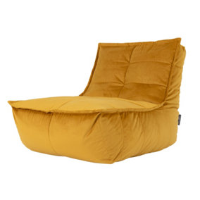 icon Dolce Lounger Bean Bag Ochre Yellow Velvet Bean Bag Chair