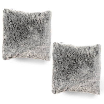 Grey faux fur cushions sale