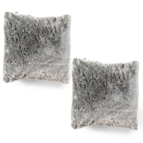 icon Faux Fur Cushion Arctic Wolf Grey Set of 2