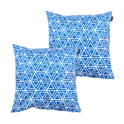 icon Geometric Pattern Scatter Cushion Blue Set of 2 43x43cm
