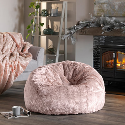 Pink fluffy bean bag chair discount