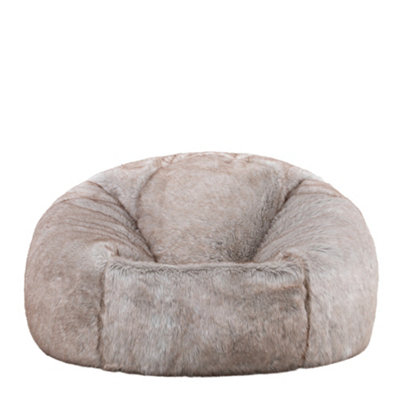 icon Hinterland Classic Faux Fur Bean Bag Chair Brown | DIY at B&Q