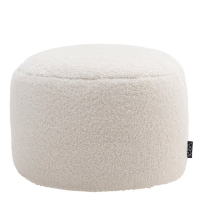 icon Iggy Borg Fleece Bean Bag Pouffe Off white Large Footstools