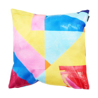 icon Indoor and Outdoor Abstract Leaf Waterproof Filled Cushion 4x Blue Double Sided Print