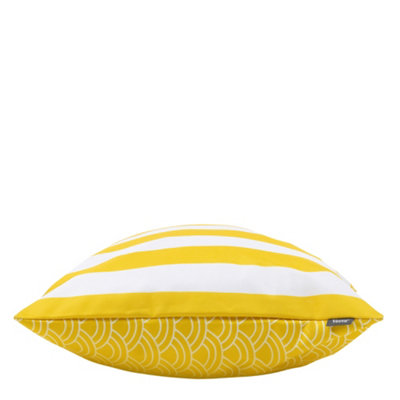 icon Indoor and Outdoor Deck Stripe Set of 4 Ochre Yellow Waterproof Filled Cushion
