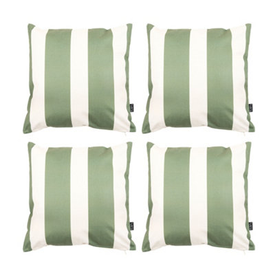 icon Indoor and Outdoor Striped Waterproof Filled Cushion Green Set of 4