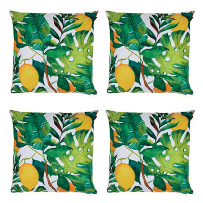 icon Indoor and Outdoor Waterproof Filled Cushion Set of 4 Lemon Leaf