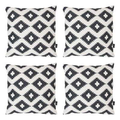 icon Indoor Outdoor Cushion Set of 4 Black Weatherproof Cushions