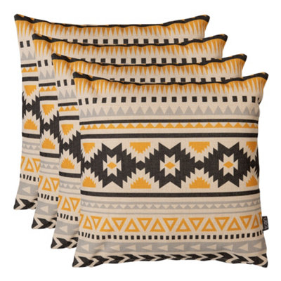 icon Indoor Outdoor Cushion Set of 4 Ochre Yellow Weatherproof Cushions