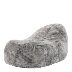 icon Kenai Faux Fur Bean Bag Lounger Arctic Wolf Grey Giant Bean Bag Chair