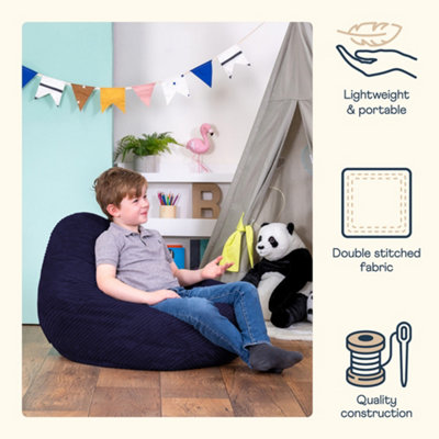 icon Kids Dalton Corduroy Bean Bag Chair Navy Blue Childrens Bean Bags - 4