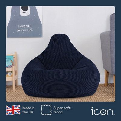 icon Kids Dalton Corduroy Bean Bag Chair Navy Blue Childrens Bean Bags - 5