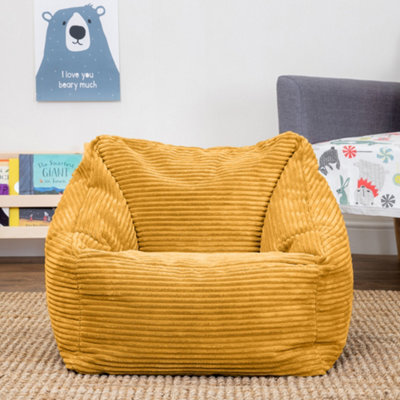 icon Kids Corduroy Armchair Bean Bag Ochre Yellow Childrens Bean
