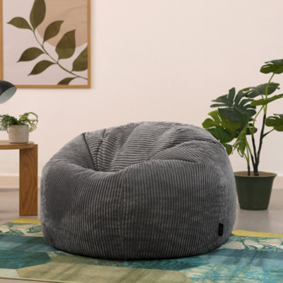 icon Kingston Classic Corduroy Bean Bag Charcoal Grey Bean Bag Chair