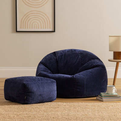 icon Kingston Classic Corduroy Bean Bag & Pouffe Navy Blue Bean Bag