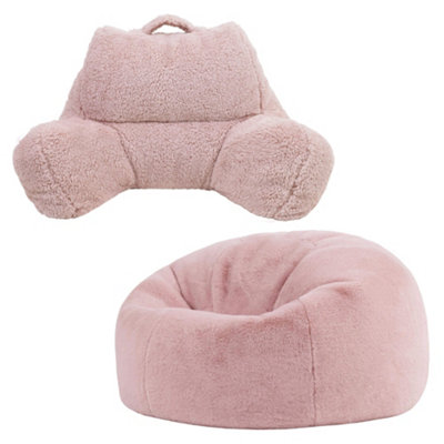 icon Kingston Faux Rabbit Fur Classic Bean Bag and Reading Pillow Set